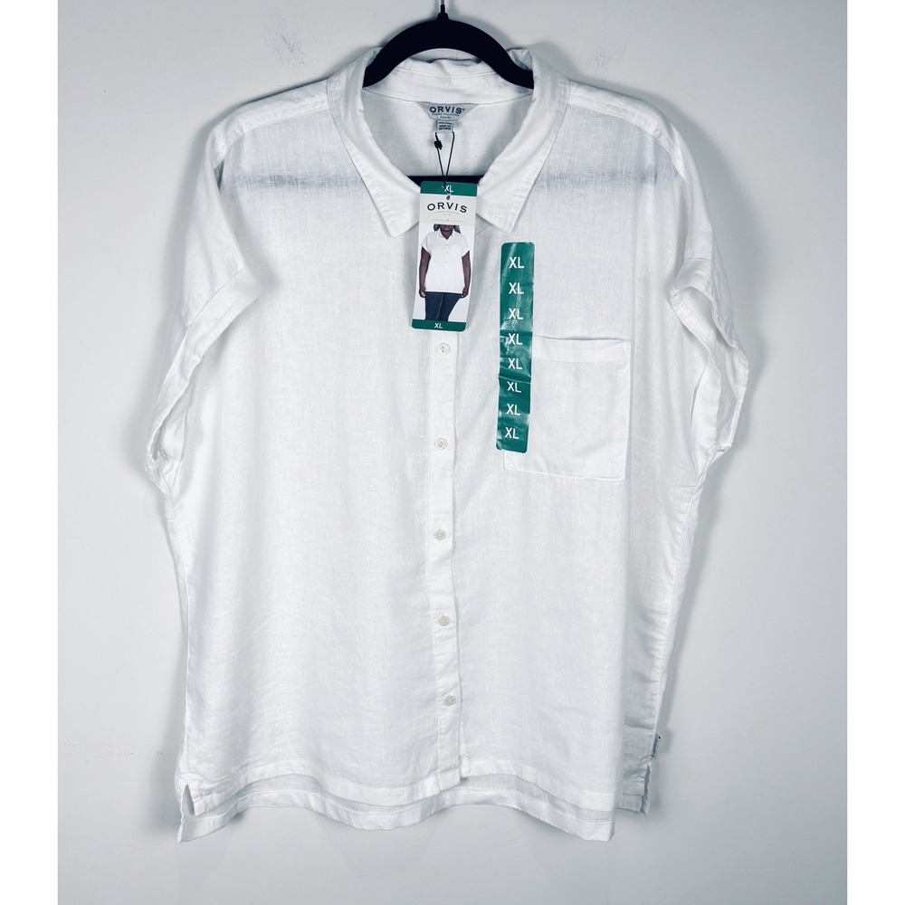 Orvis Ladies' Short Sleeve Linen Blend Shirt - New With Tags - Size XL - White